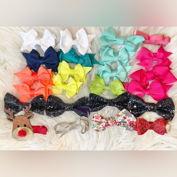 Hair bows - hair clips sparkly and floral and plain VGUC - Picture 1 of 6